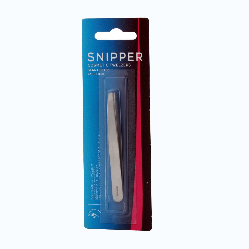 Snipper Cosmetic Tweezers Slanted Tip Satin Finish S4249