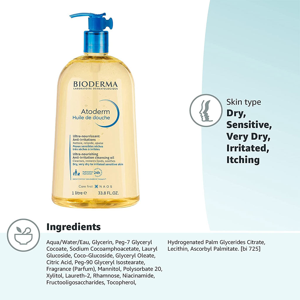 Bioderma Atoderm Nourishing Anti irritation Shower Oil For Irritated And Dry Sensitive Skin 1L