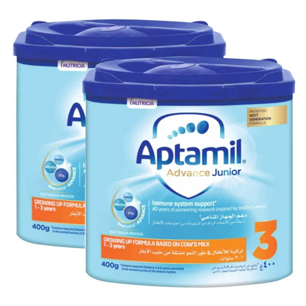 Aptamil Advance Junior 3 Next Generation Growing Up Milk Formula For 1-3 Year Toddler 400g Promo Pack of 2's