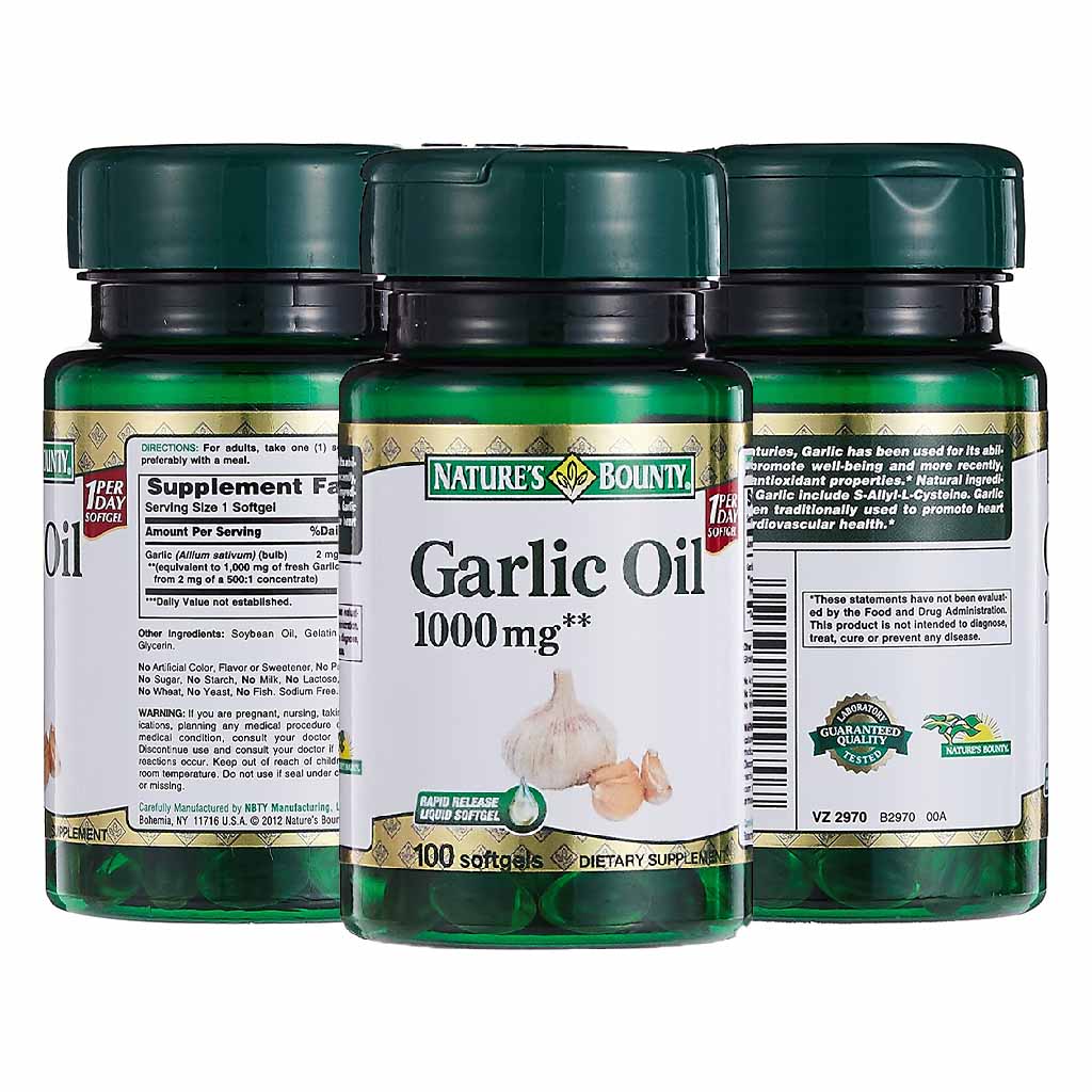 Nature's Bounty Garlic Oil 1000 mg Softgels 100's