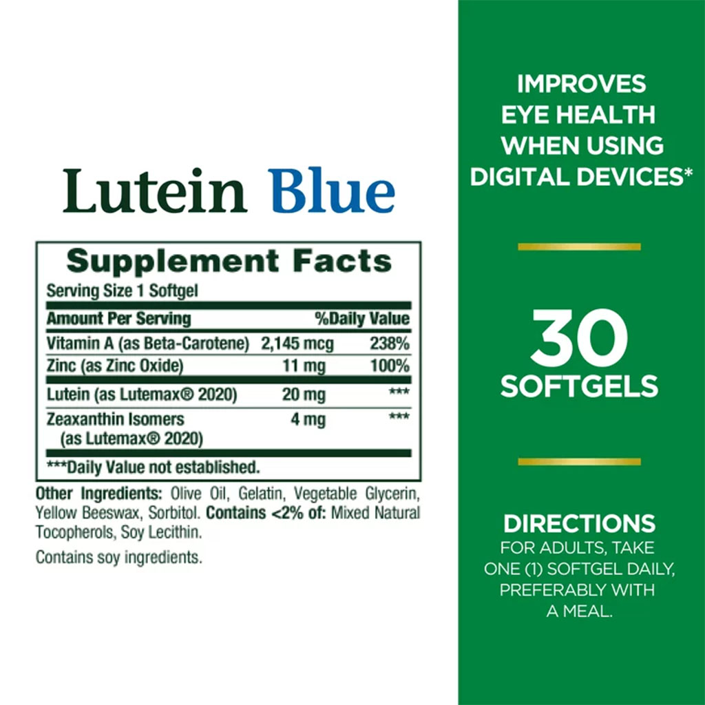 Nature's Bounty Lutein Blue Softgels 30's