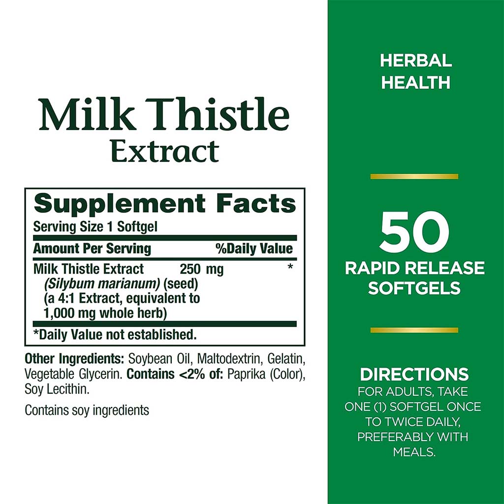 Nature's Bounty Milk Thistle 1000 mg Softgels 50's