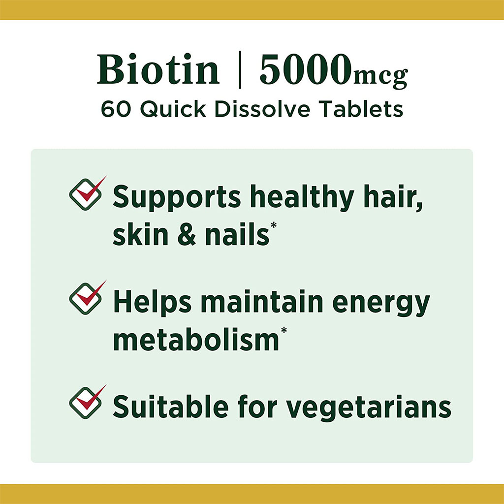 Nature's Bounty Quick Dissolve Biotin 5000 mcg Tablets 60's