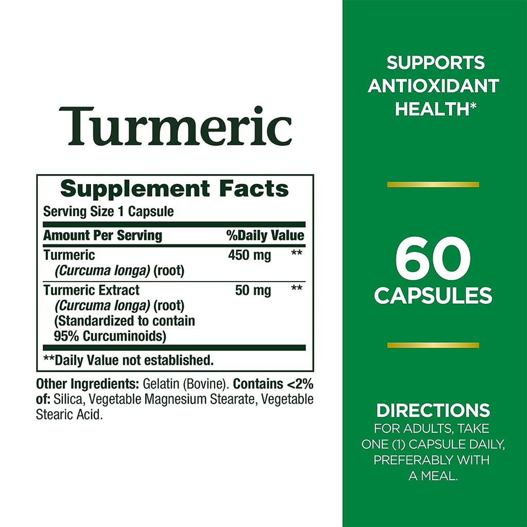 Nature's Bounty Turmeric 450 mg Capsules 60's
