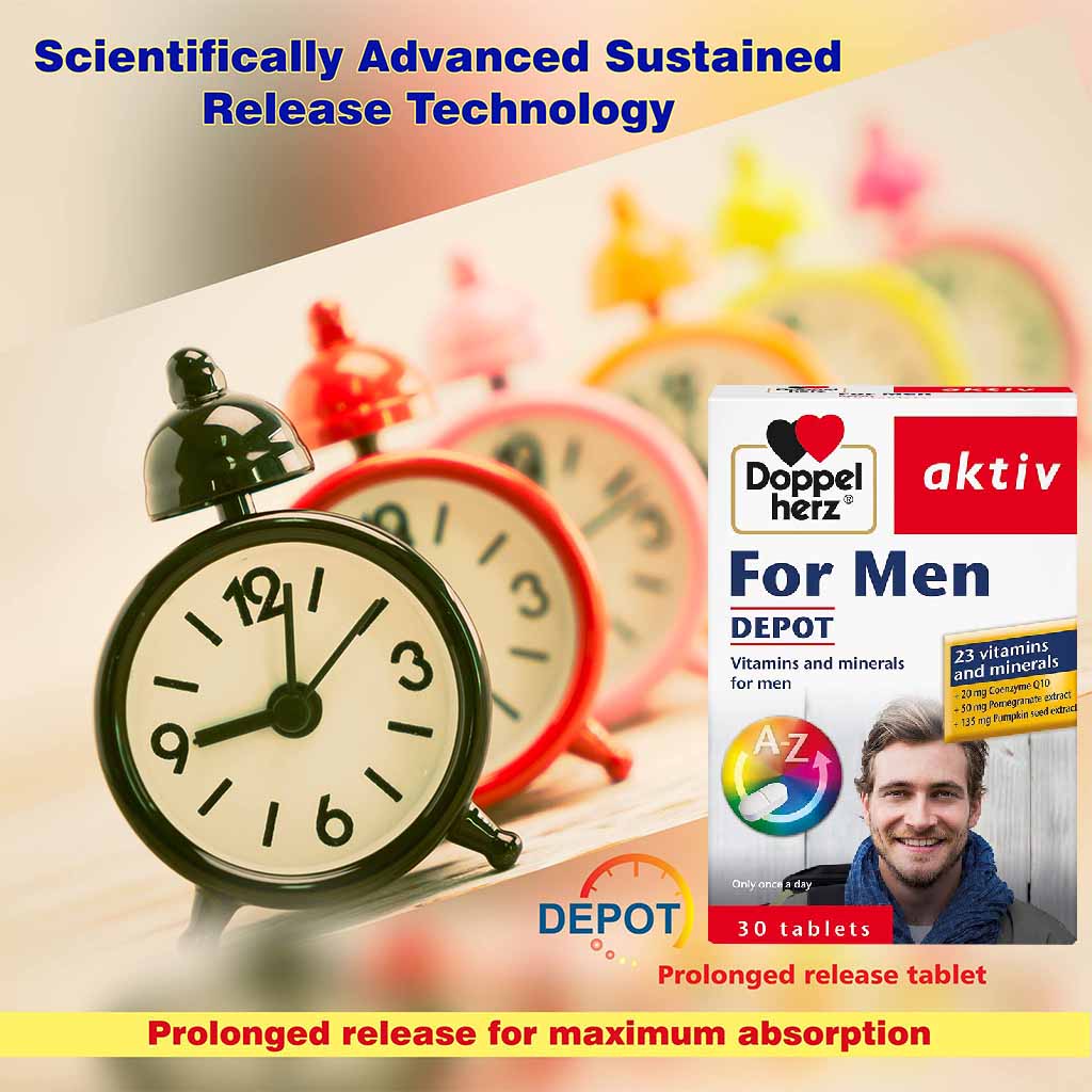 Doppelherz aktiv Vitamins & Minerals Depot Tablets For Men, Pack of 30's