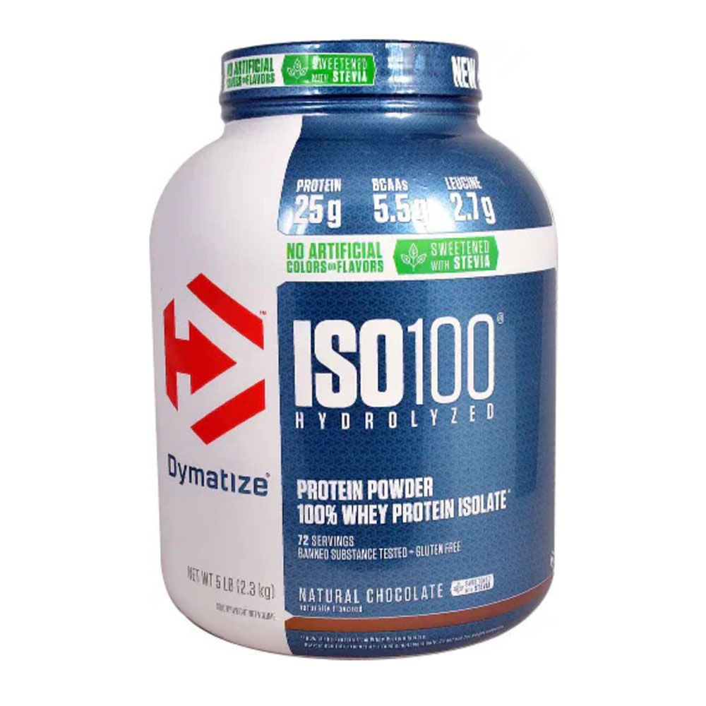 Dymatize ISO 100 Fast Absorbing Protein Powder, 100% Whey Protein Isolate, Sweetened With Stevia Powder, Chocolate, 2.3kg