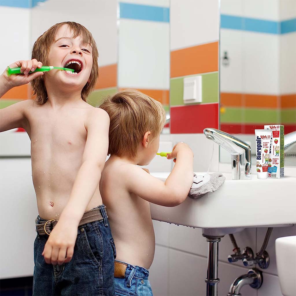 Biorepair Junior Fluoride-Free Strawberry Toothpaste For 0-6 Years Old Kid 50ml