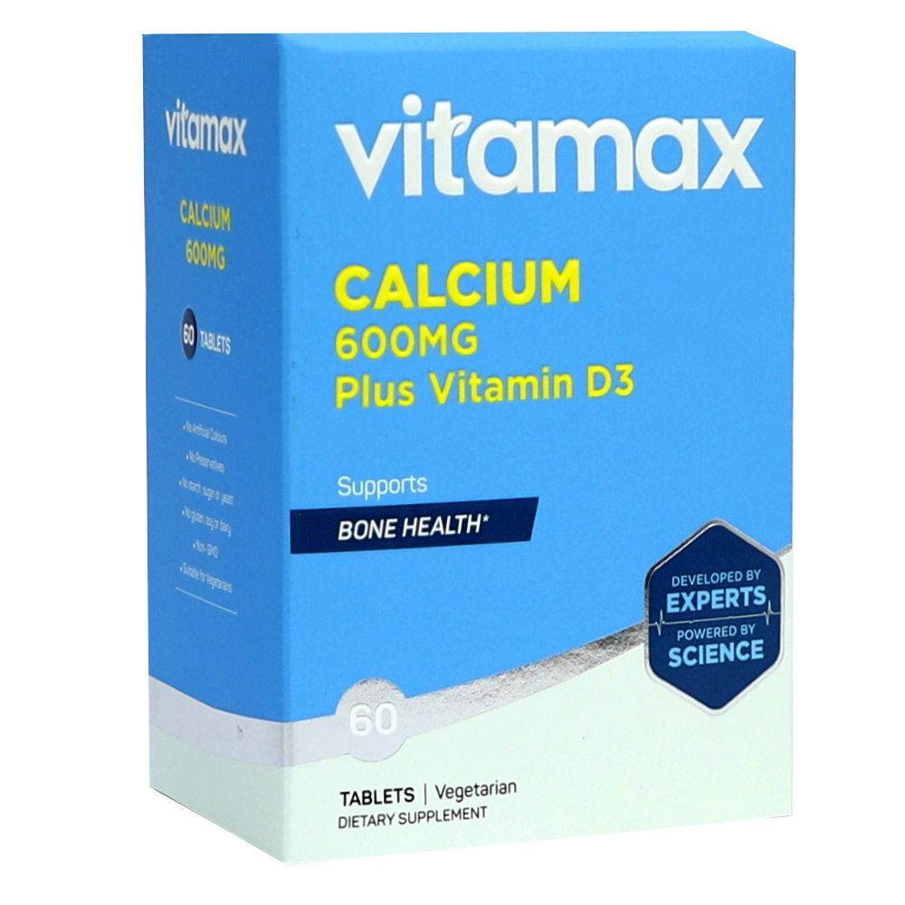 Vitamax Calcium 600 mg + Vitamin D3 400IU Tablets For Bone Health, Pack of 60's