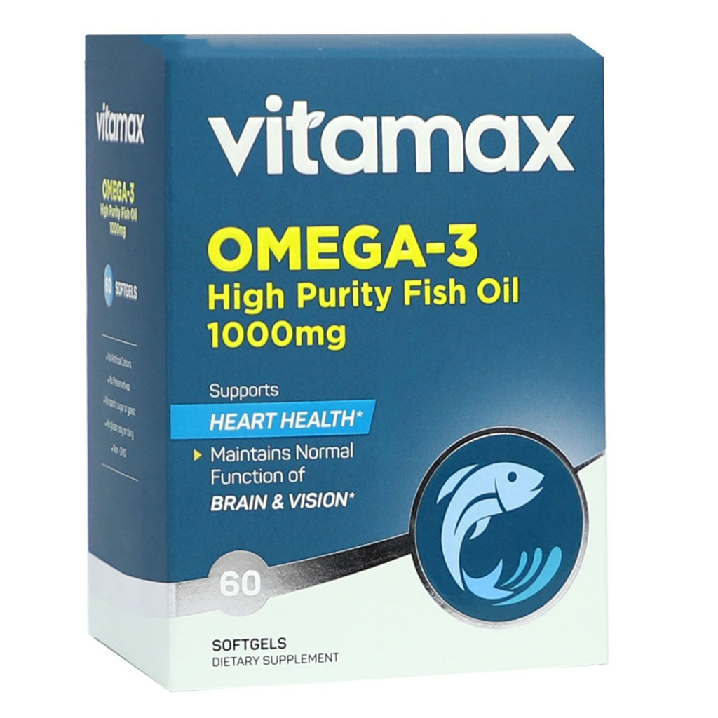 Vitamax Omega 3 1000 mg High Purity Fish Oil Softgels For Heart Health, Pack of 60's
