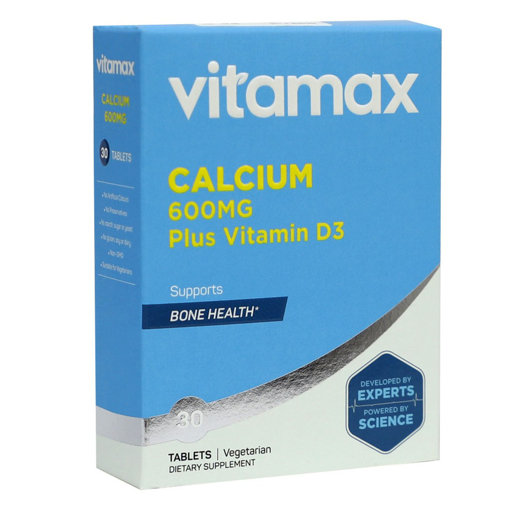 Vitamax Calcium 600 mg + Vitamin D3 400IU Tablets For Bone Health, Pack of 30's