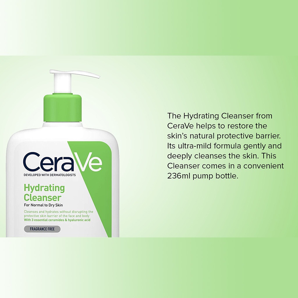 CeraVe Hydrating Fragrance Free Cleanser For Normal To Dry Skin 236ml