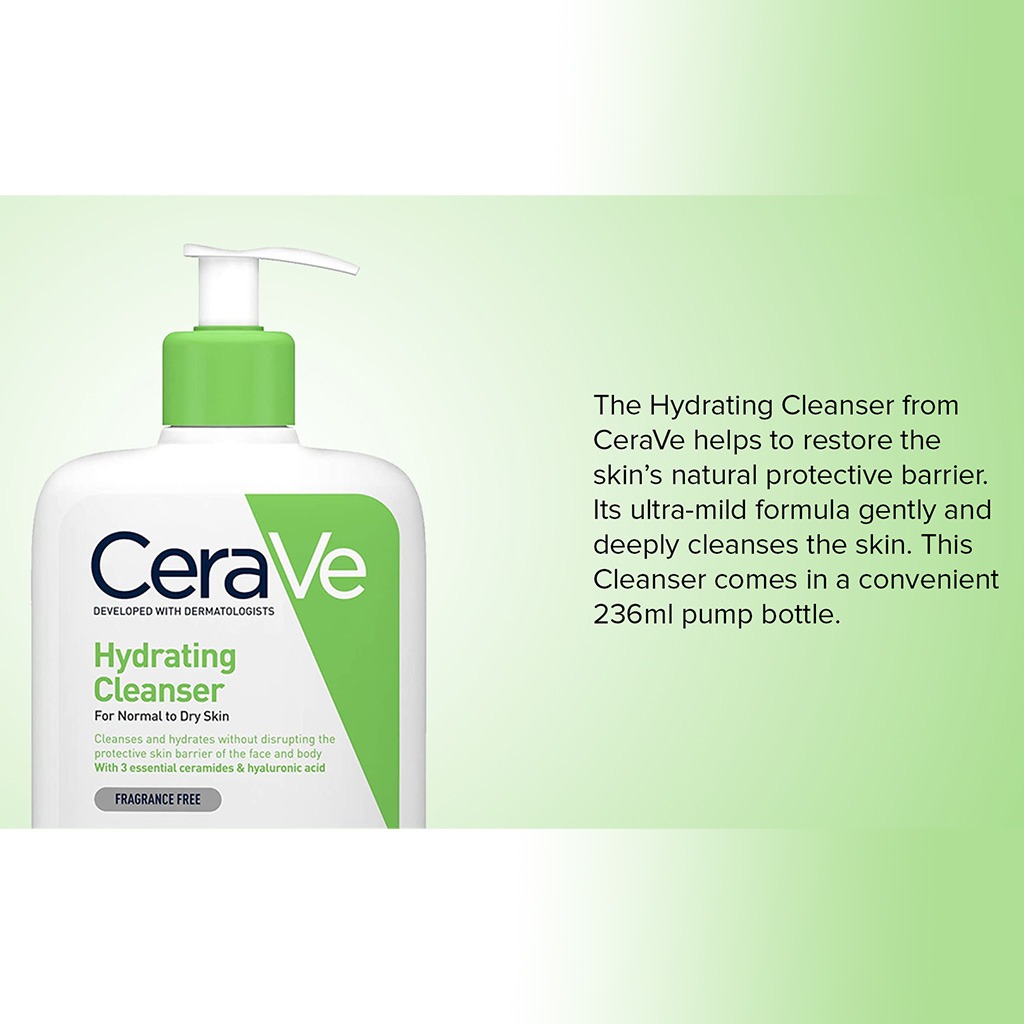 CeraVe Hydrating Fragrance Free Cleanser For Normal To Dry Skin 473ml
