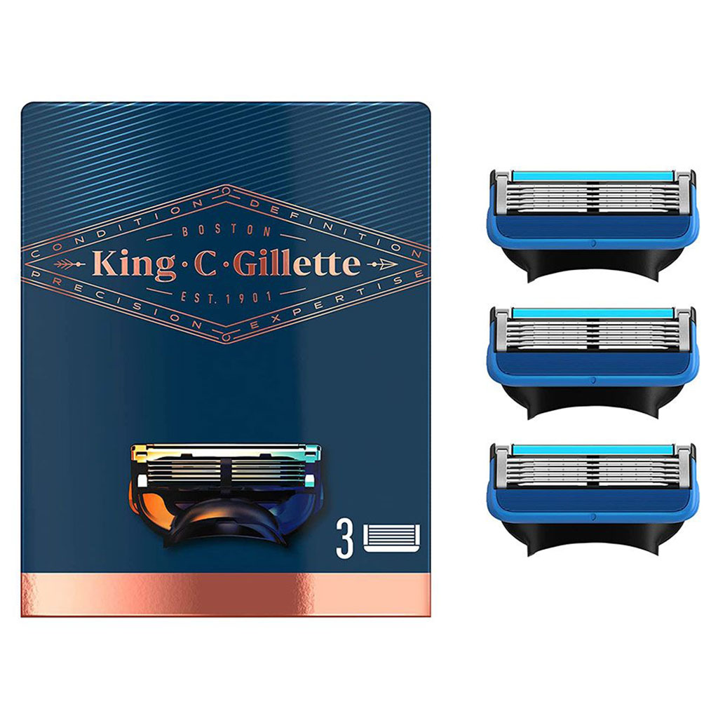 King C. Gillette Men’s Shave and Edging Razor Blade Refill With Built In Single Blade Precision Trimmer, Pack of 3's