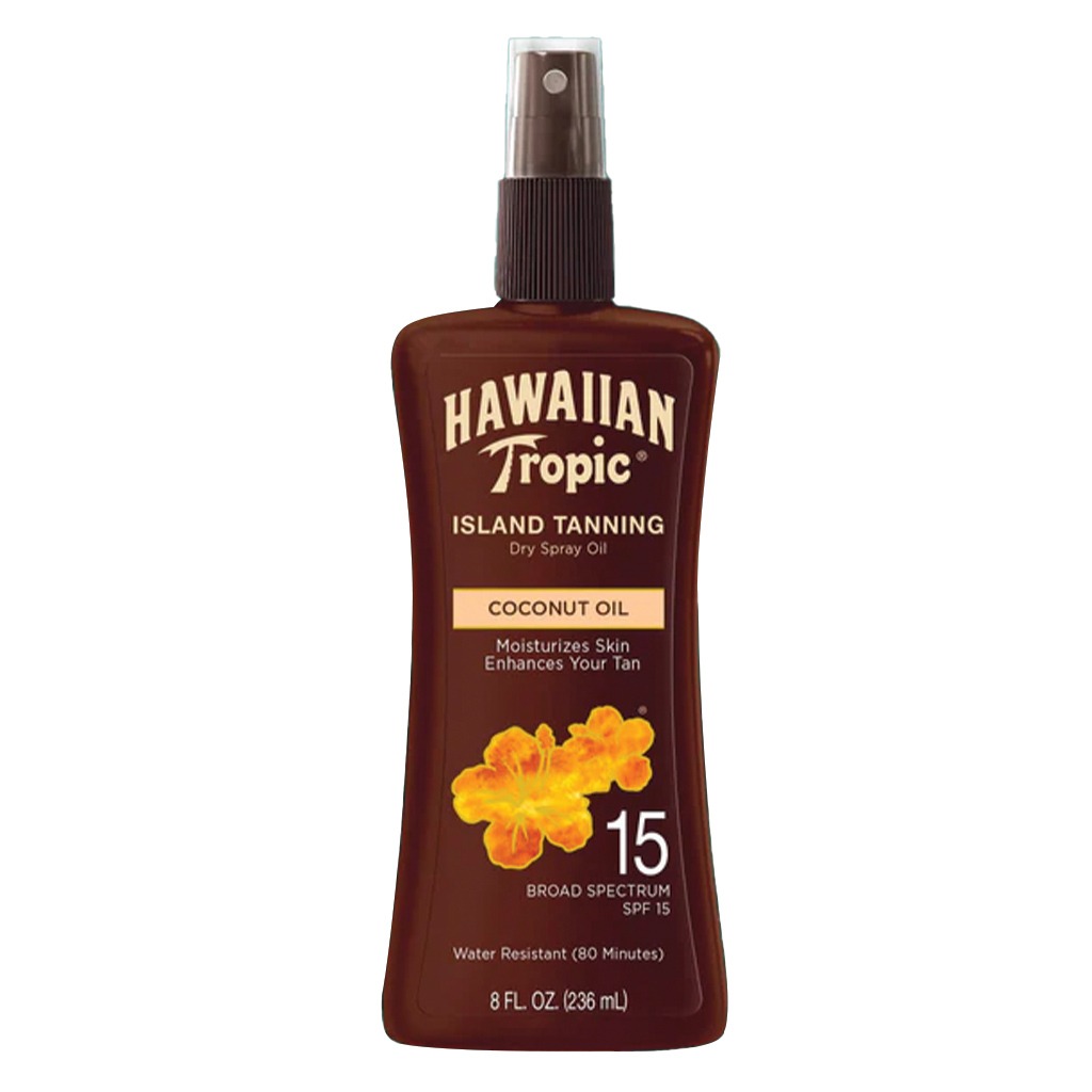Hawaiian Tropic Island Tanning Dry Oil Pump Spray SPF 15, 236 mL