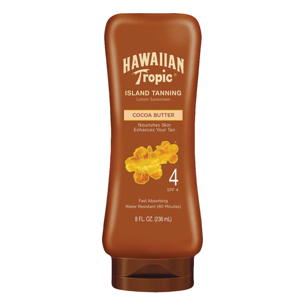 Hawaiian Tropic Island Tanning Cocoa Butter Protective Sunscreen Lotion SPF 4, 236 mL