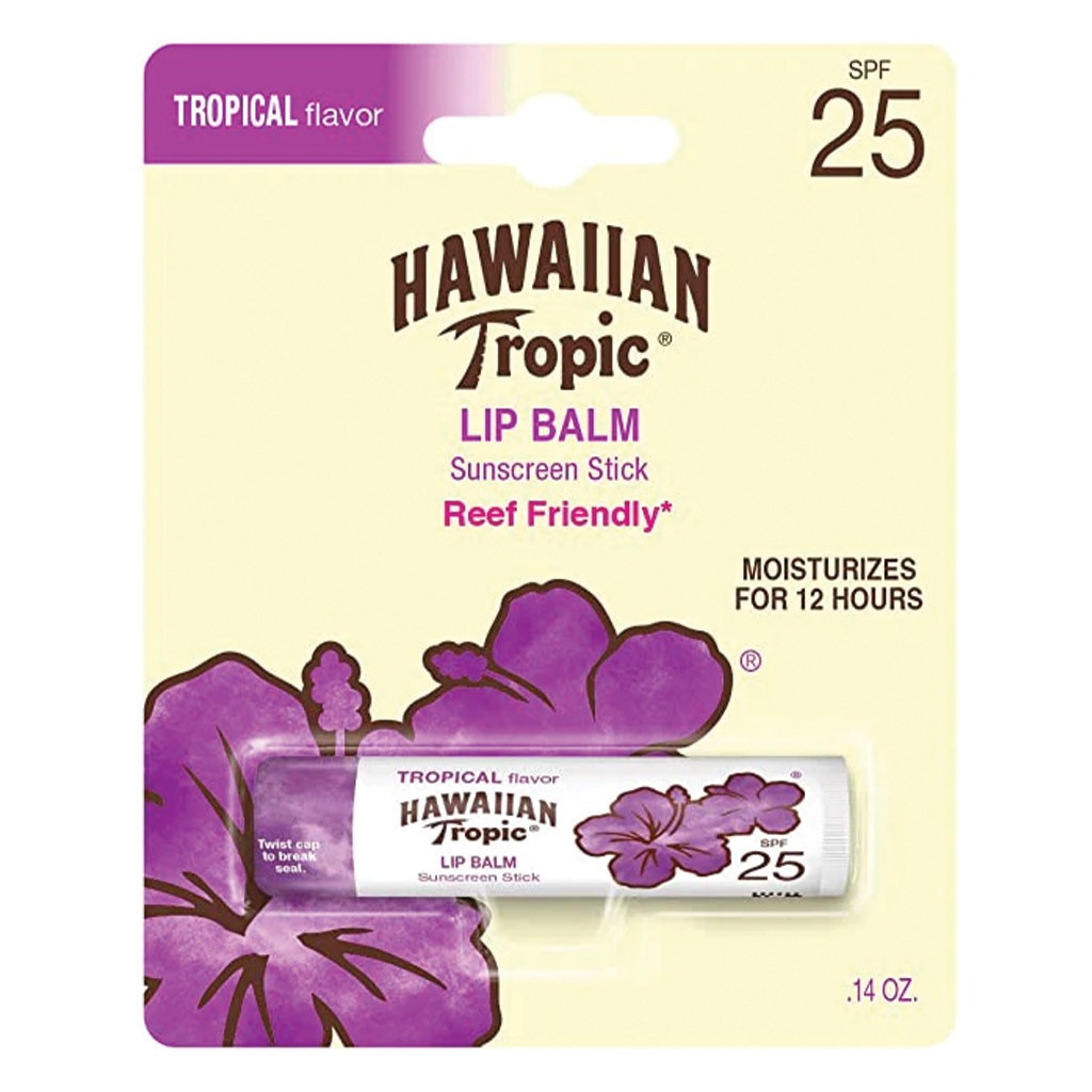 Hawaiian Tropic Lip Balm Sunscreen Stick Tropical Flavor SPF 25, 0.14 oz