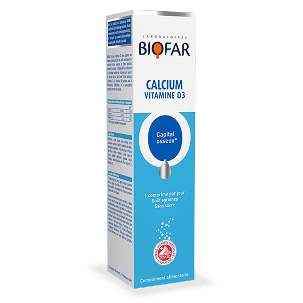 Biofar Vital Calcium Vitamin D3 Bone Capital Effervescent Tablets, Citrus Flavor, Pack of 20's