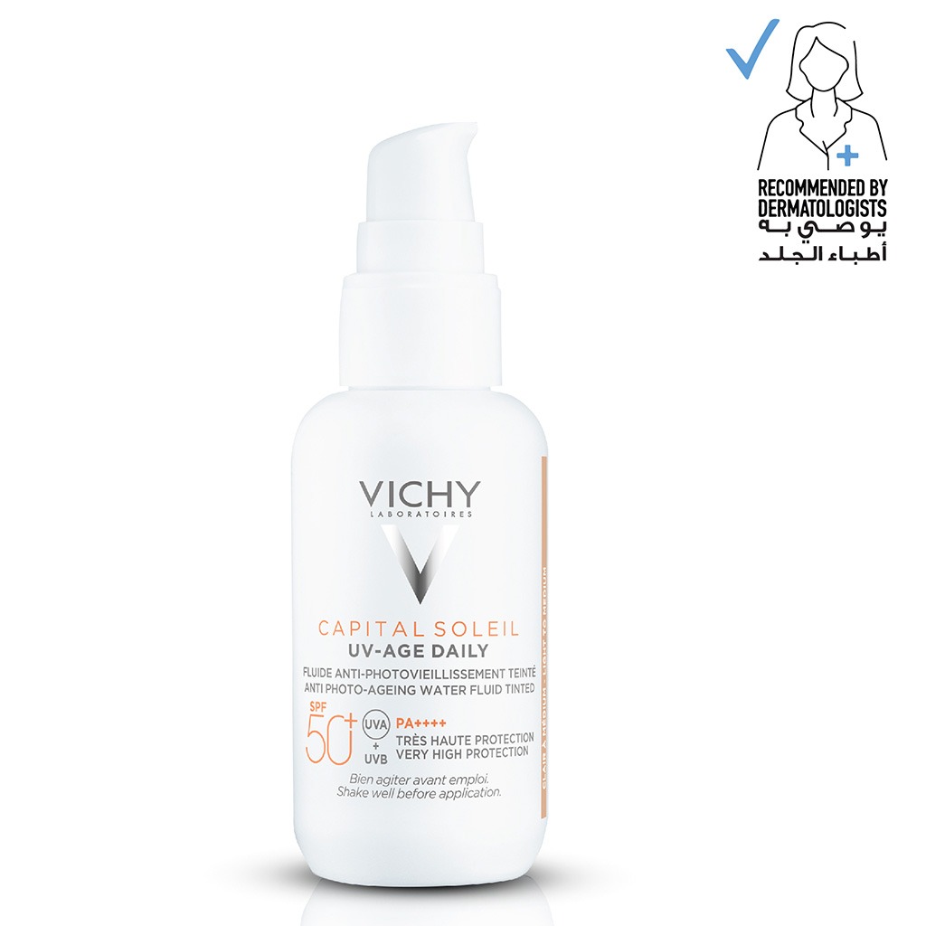 Vichy Capital Soleil UV-Age Daily SPF50+ PA++++ Tinted Anti Ageing Fluid Sunscreen With Niacinamide 40ml