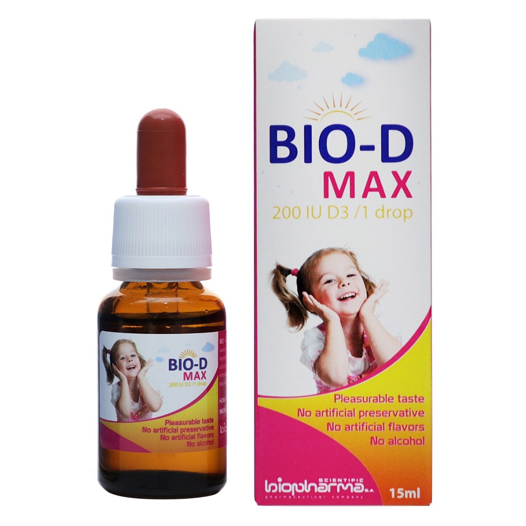 Bio-D Max Vitamin D3 200 IU/1Drop Oral Drops 15 mL