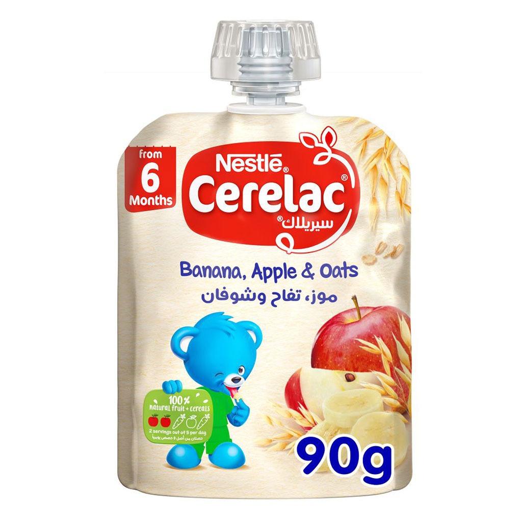 Nestle Cerelac 6+ Months Banana, Apple & Oats Puree Pouch 90 g
