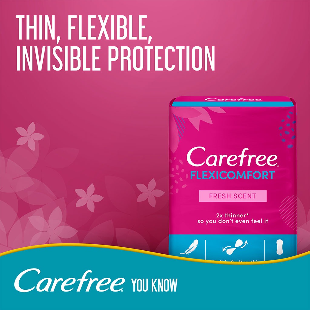Carefree FlexiComfort Ultra-Thin Fresh Scented Panty Liners, Pack of 60's