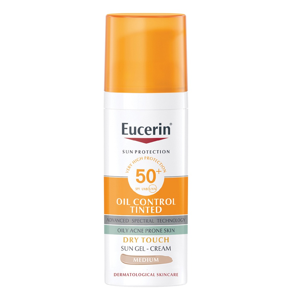 Eucerin Sun Oil Control SPF50+ Sunscreen Medium Tinted Gel-Cream With Dry Touch & Anti-Sine Effect 50ml