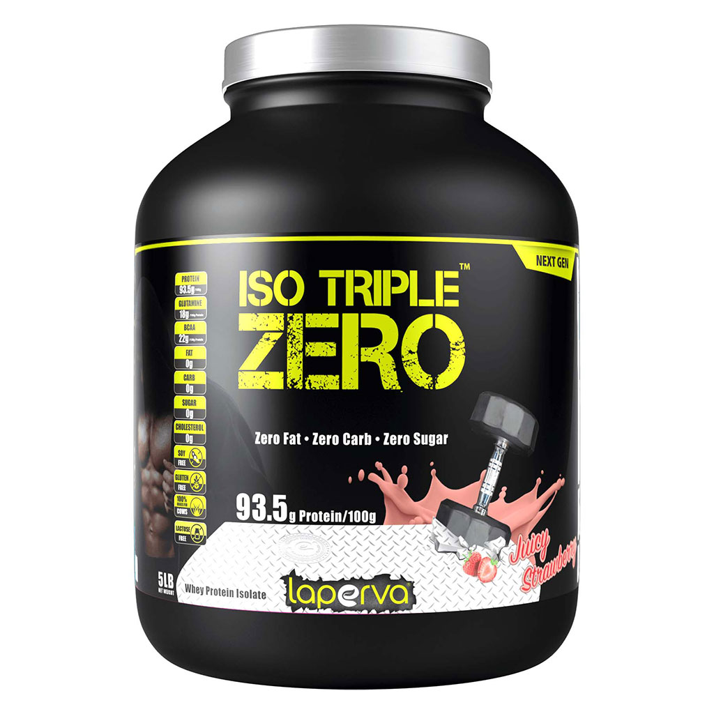 Laperva® ISO Triple Zero Whey Protein Isolate Juicy Strawberry With Zero Fat, Zero Carb & Zero Sugar 5 lb
