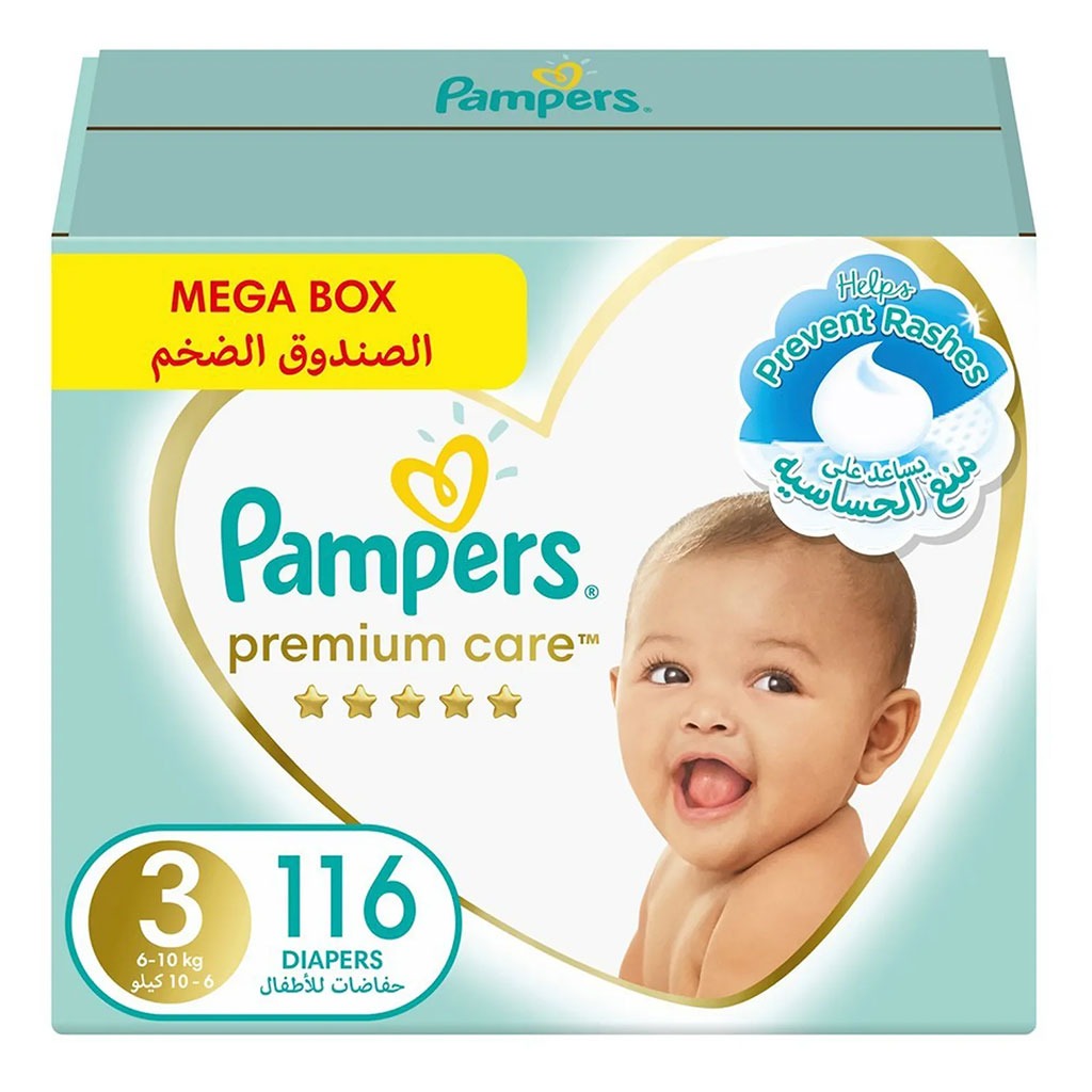 Pampers Premium Care Diaper Size 3 For 6-10 Kg 116's
