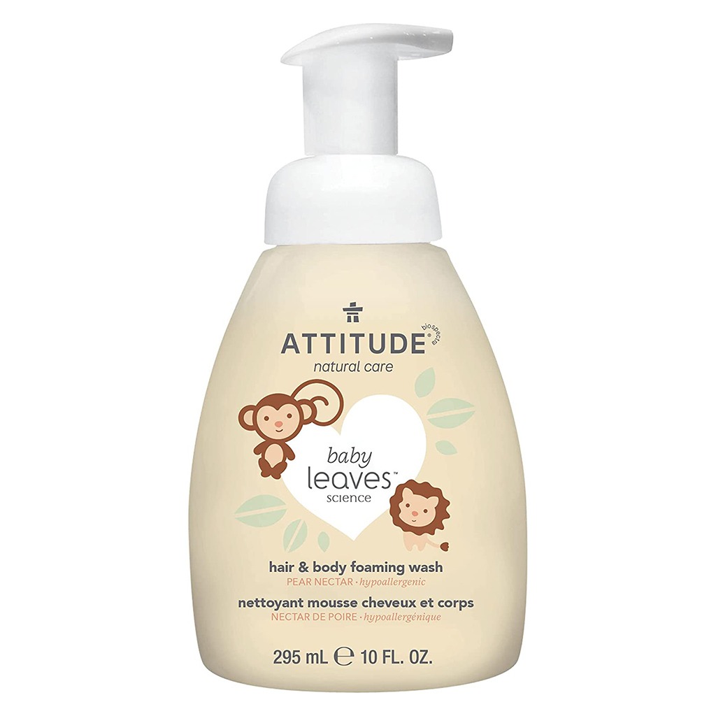 Attitude Natural Care Baby Leaves Science Antipollution 2-In-1 Hair And Body Foaming Wash Pear Nectar 295ml