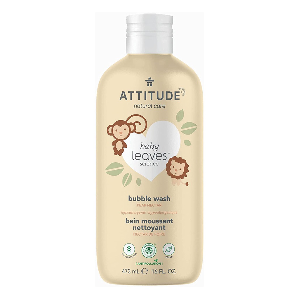 Attitude Nature Care Baby Leaves Science Antipollution Bubble Wash Pear Nectar 473ml