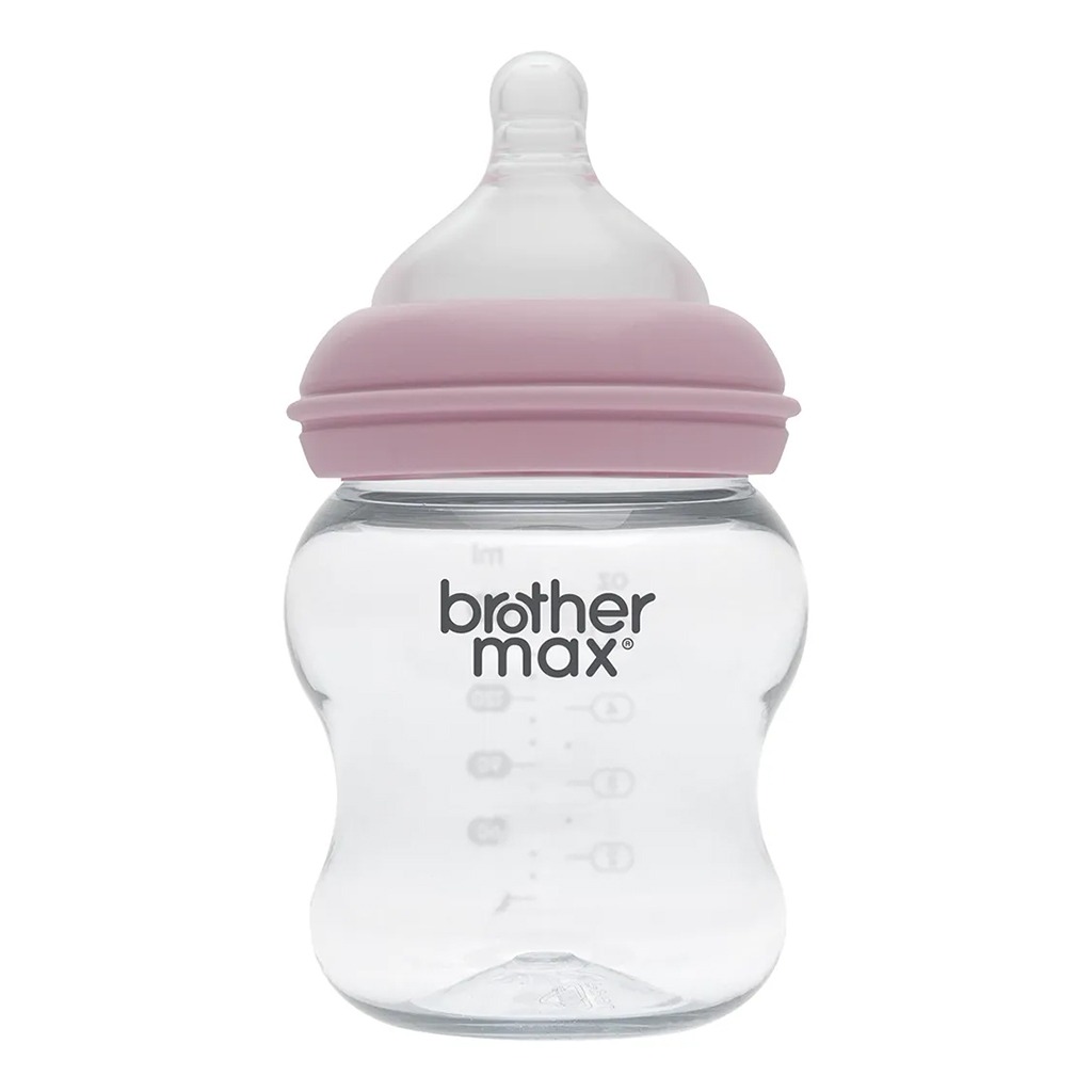 Brother Max Extra Wide Neck Anti Colic Feeding Glass Bottle 160 mL + S Teat Pink BM115P