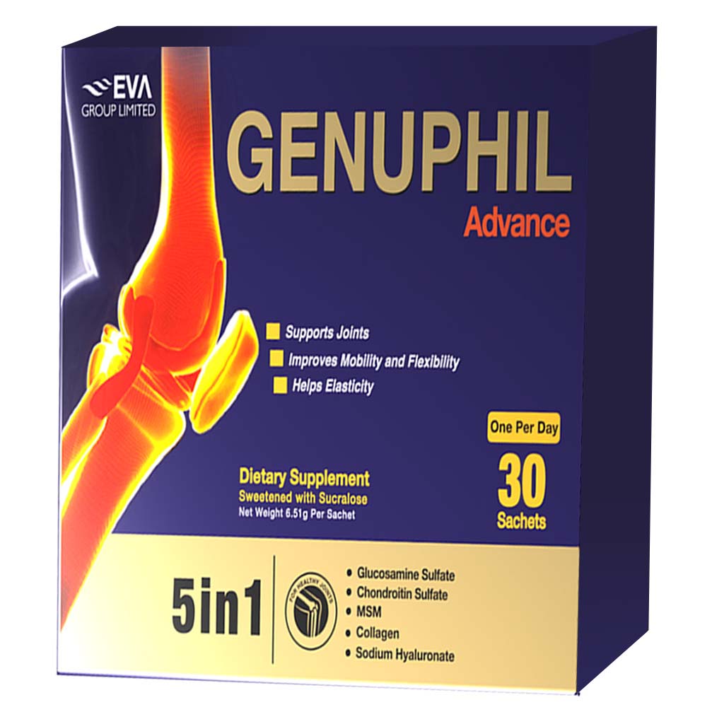 Eva Pharma Genuphil Advance 5-In-One Oral Powder Sachets For Healthy Joints, Pack of 30's