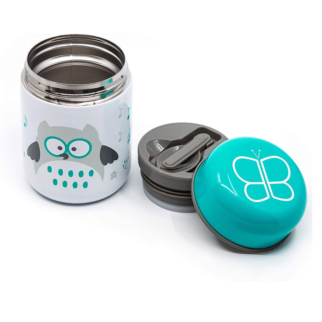 Bbluv Food Thermal Food Container With Spoon And Bowl Aqua Blue For Babies