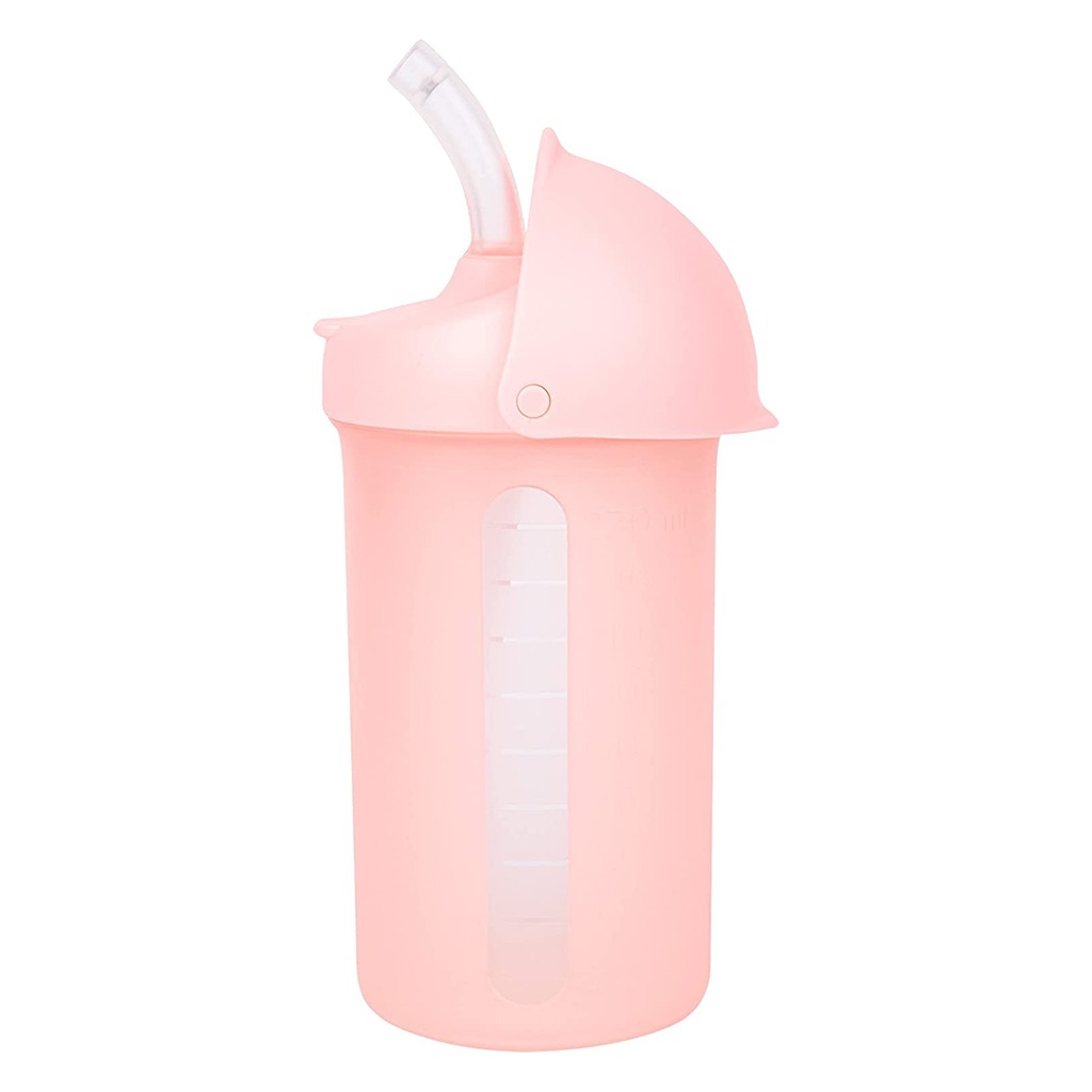Boon Swig Silicone Straw Bottle For Kids 10 Oz Pink
