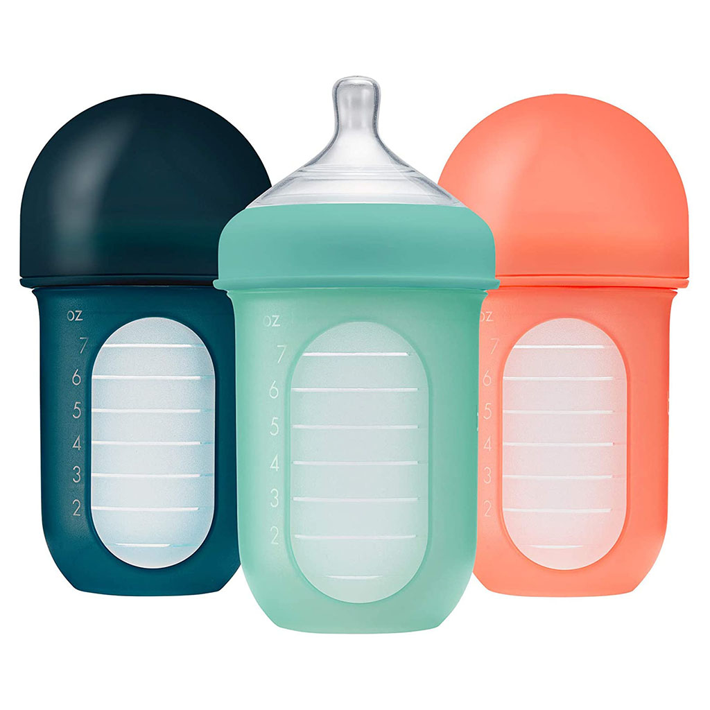 Boon Nursh Medium Flow Rate Baby Feeding Bottle 8 oz. For 3+Months Baby, Monochrome, Pack of 3's