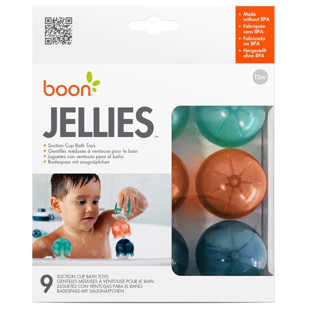 Boon Jellies Suction Cup Coral Yellow Bath Toys, 9 Pieces set For 12 Months+