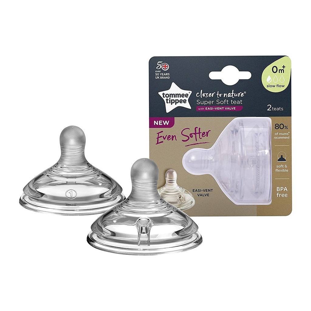 Tommee Tippee Closer To Nature Slow Flow Anti-Colic Bottle Teats-2 Pieces