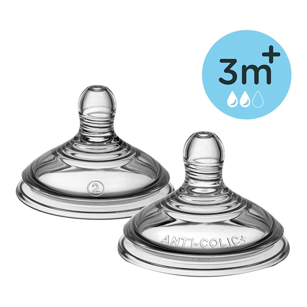 Tommee Tippee Closer To Nature Medium Flow Anti-Colic Bottle Teats-2 Pieces