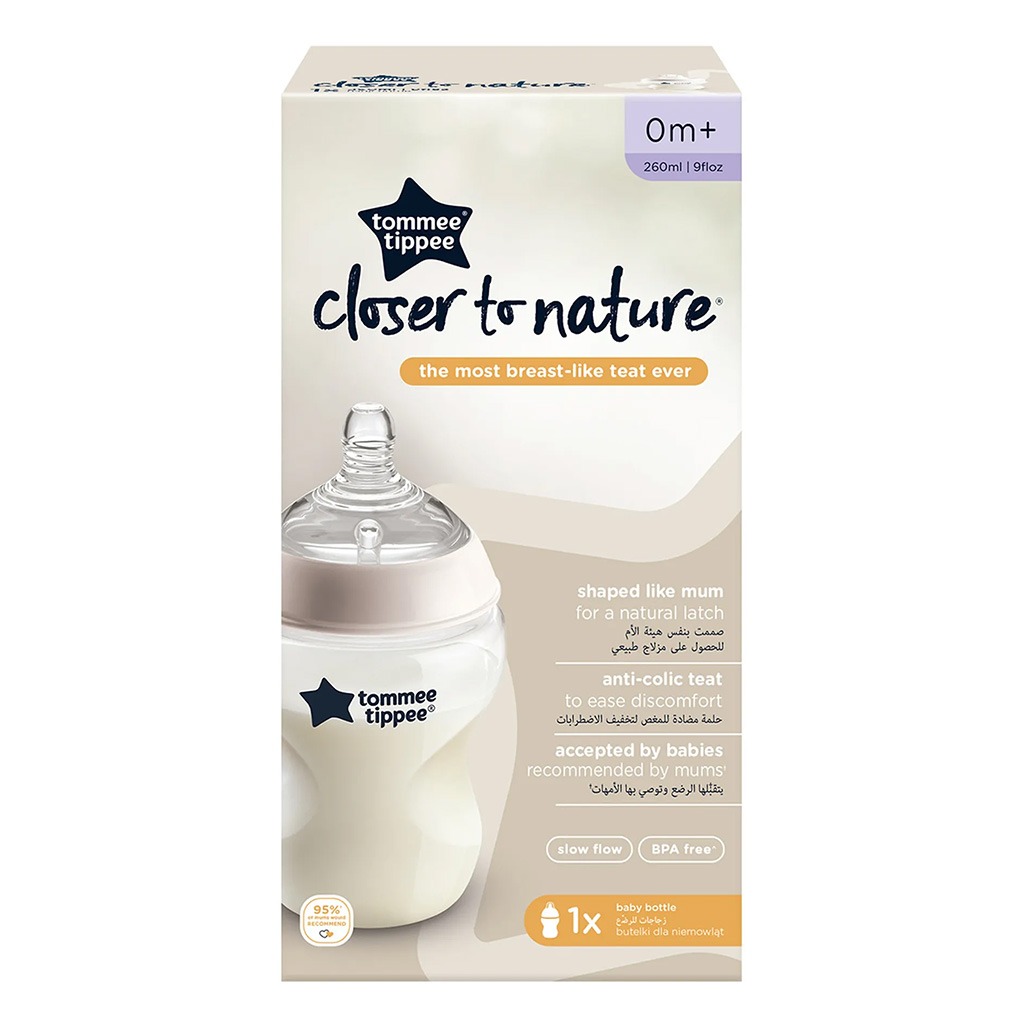 Tommee Tippee Closer To Nature Baby Feeding Bottle For 0 Months+ Babies 260ml