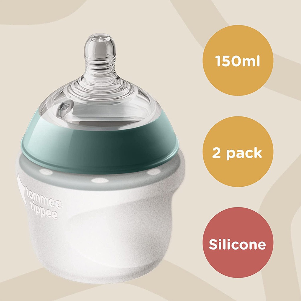 Tommee Tippee Closer To Nature Silicone Baby Bottle 150ml-Pack Of 2