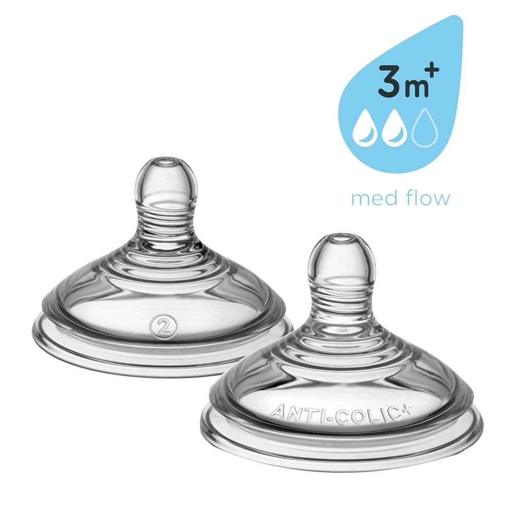 Tommee Tippee Advanced Anti-Colic Medium Flow Teats For 3 Months+ Babies-Pack Of 2