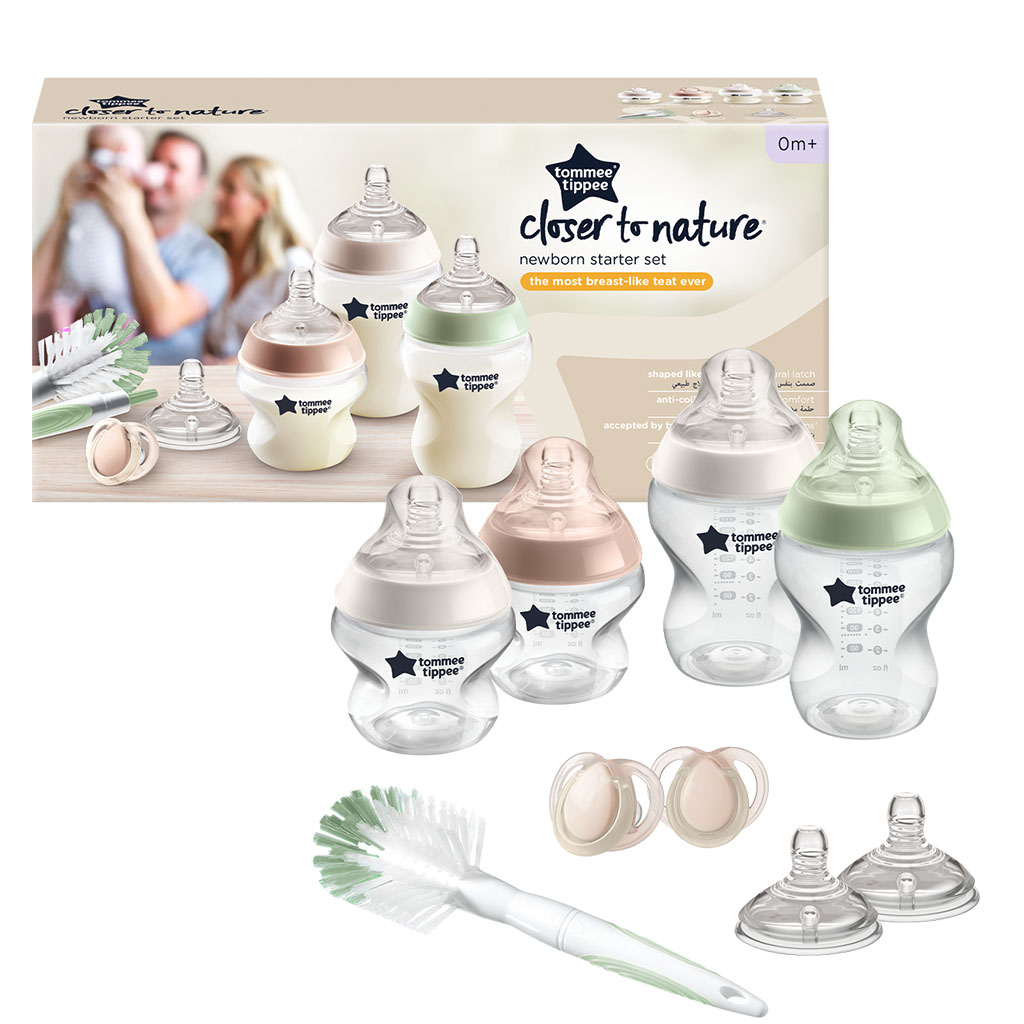 Tommee Tippee Closer To Nature Feeding Bottle Starter Kit, For 0+ Month Babies, Pack of 9 Pieces