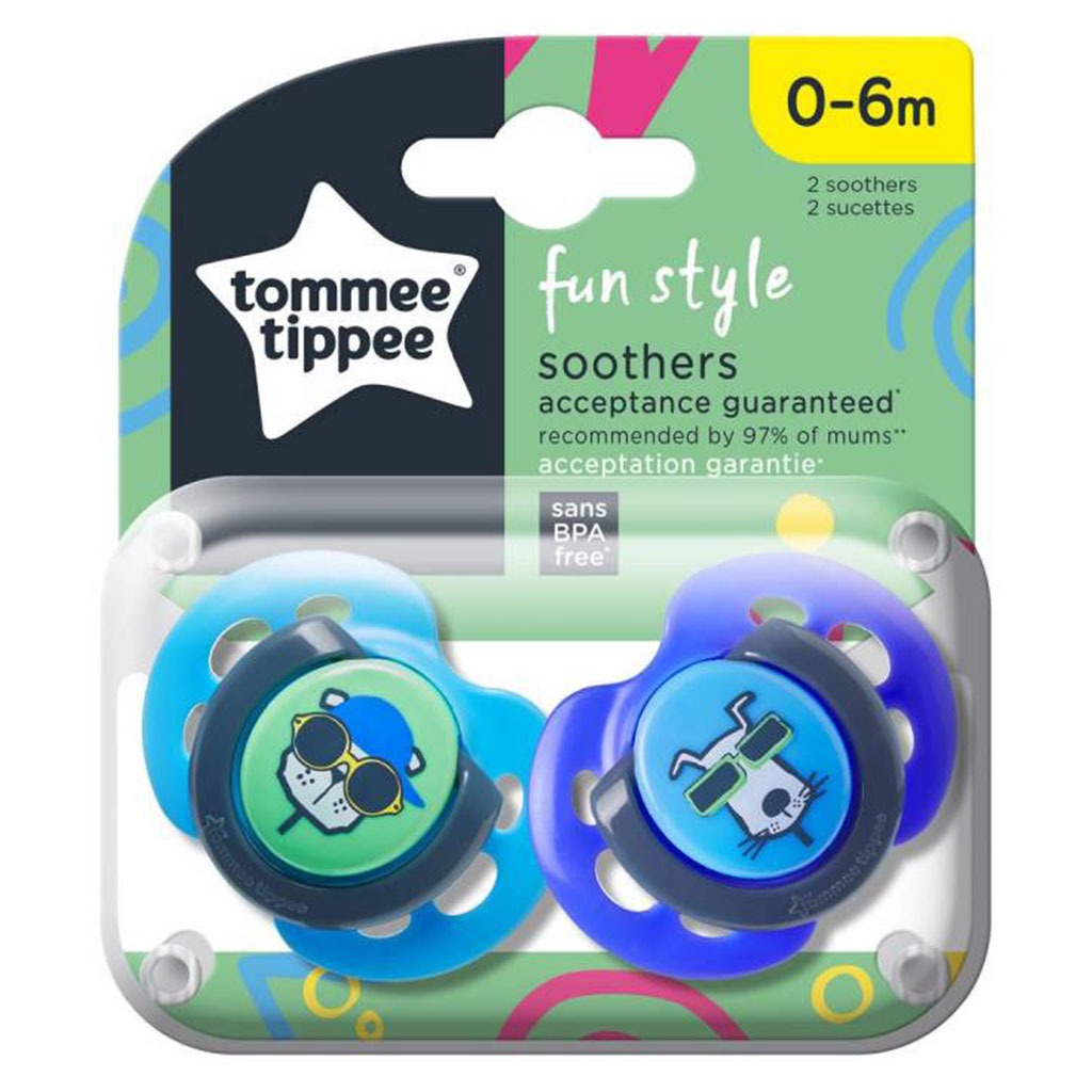 Tommee Tippee Fun Style Soother For 0-6 Months+ Babies, Pack of 2's