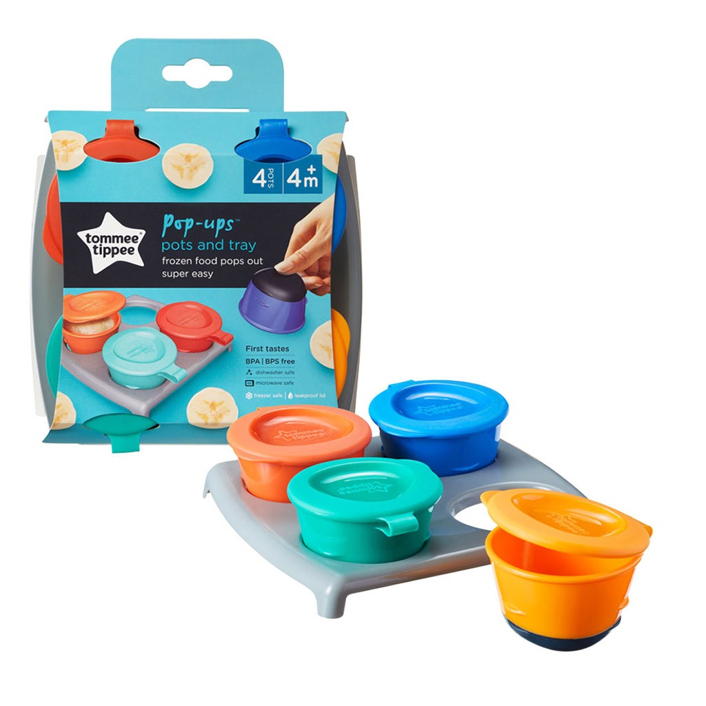 Tommee Tippee Pop Ups Freezer Pots & Tray Multicolor For 4 Months+ babies-Pack of 4