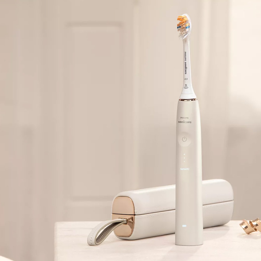 Philips Sonicare 9900 Prestige Rechargeable Electric Power Toothbrush With SenseIQ & AI-Powered Sonicare App, Colour Champagne - HX9992/21, Certified UAE 3 Pin