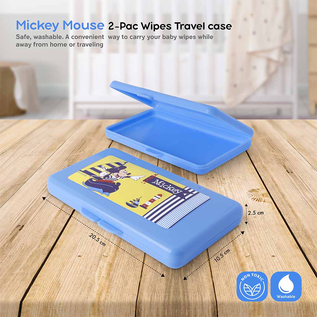 Disney Washable Mickey Mouse Baby Wipes Travel Case, Pack of 2's