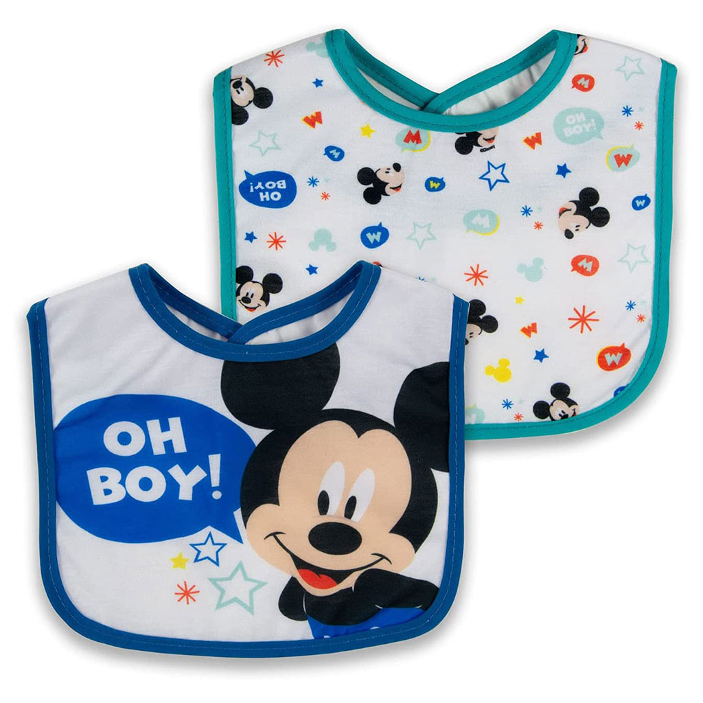 Disney Mickey Mouse Washable Waterproof Cotton Bibs For Babies, Pack of 2's