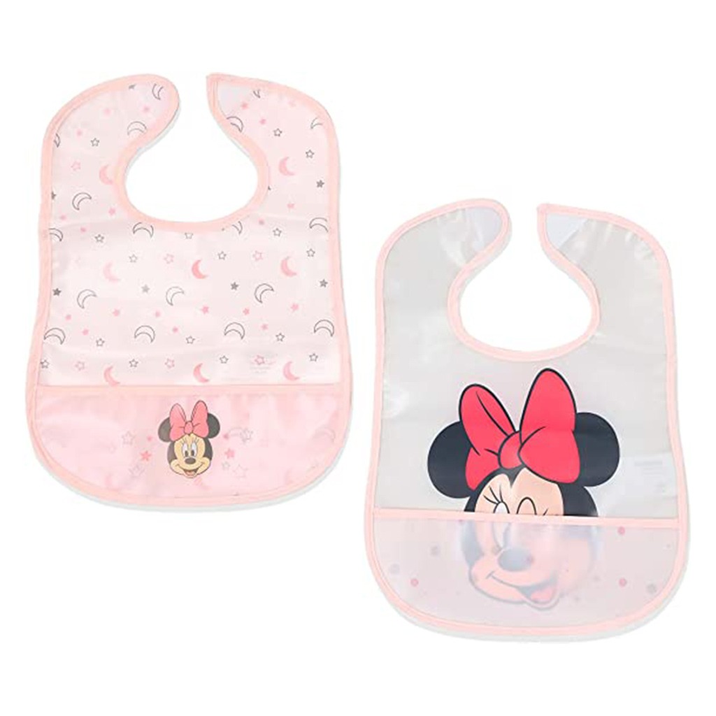 Disney Minnie Mouse Washable Waterproof Peva Apron Bib For 6+ Month Baby, Pack of 2's