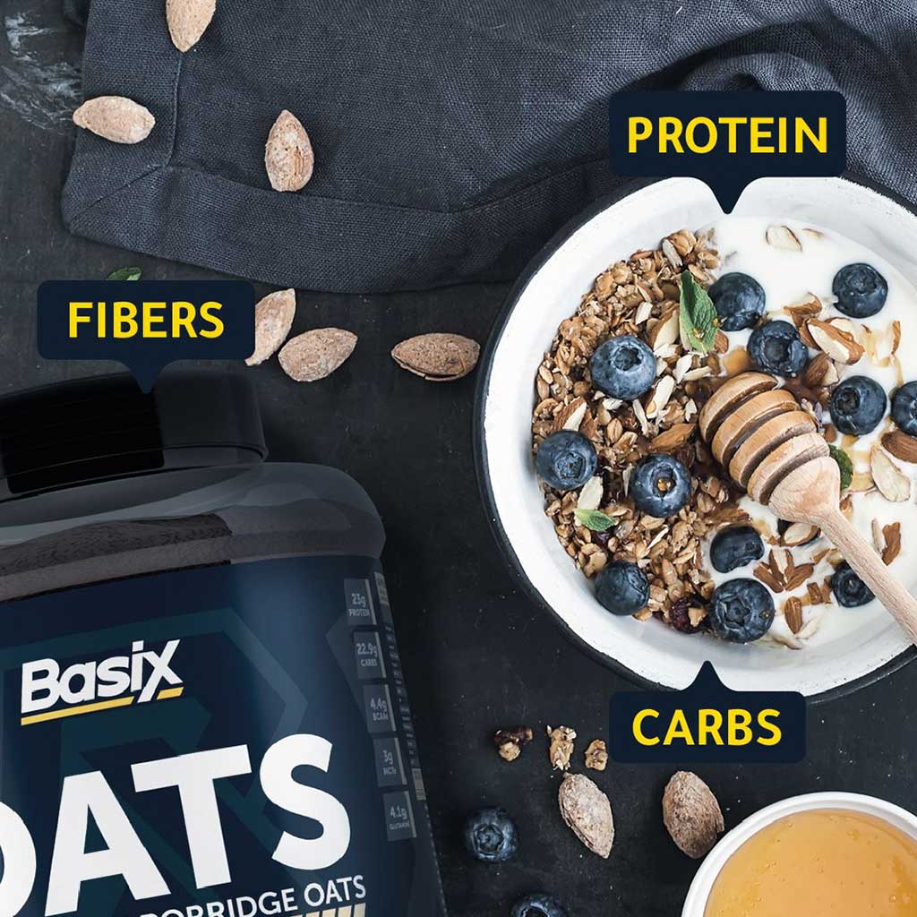 Basix Oats High Protein Porridge Oats + Proteins + MCTs Golden Syrup 3kg, Expiry Date: July 2024