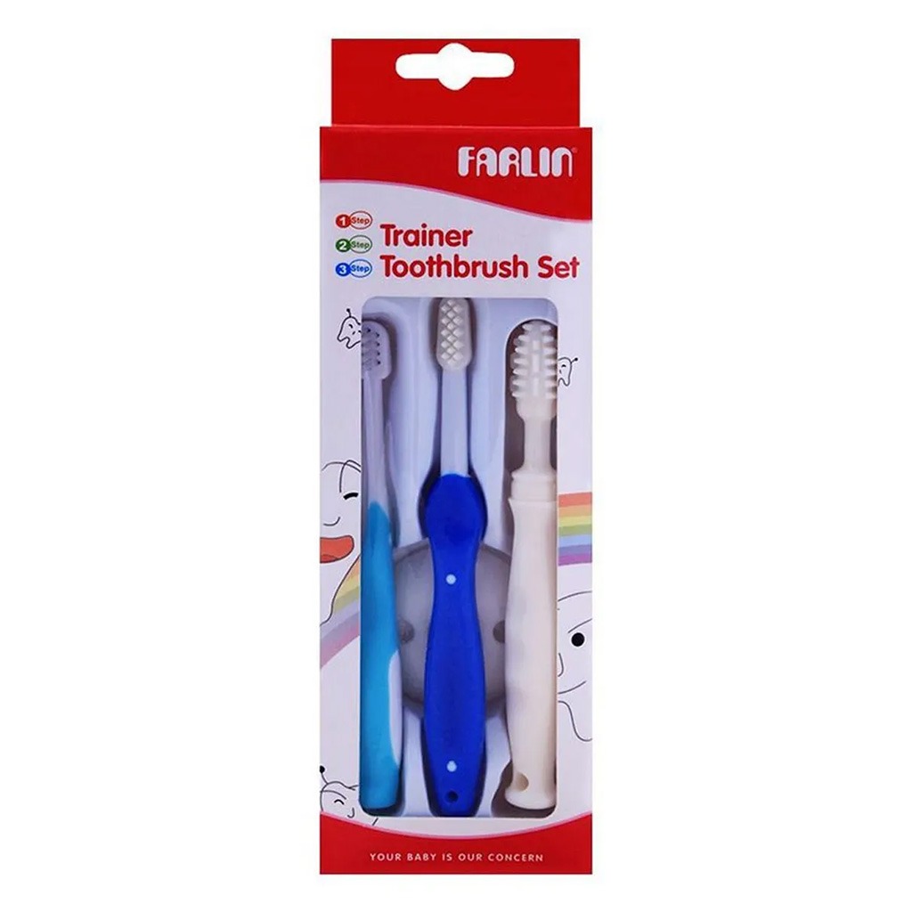 Farlin Three Stages Trainer Toothbrush Set, Blue 